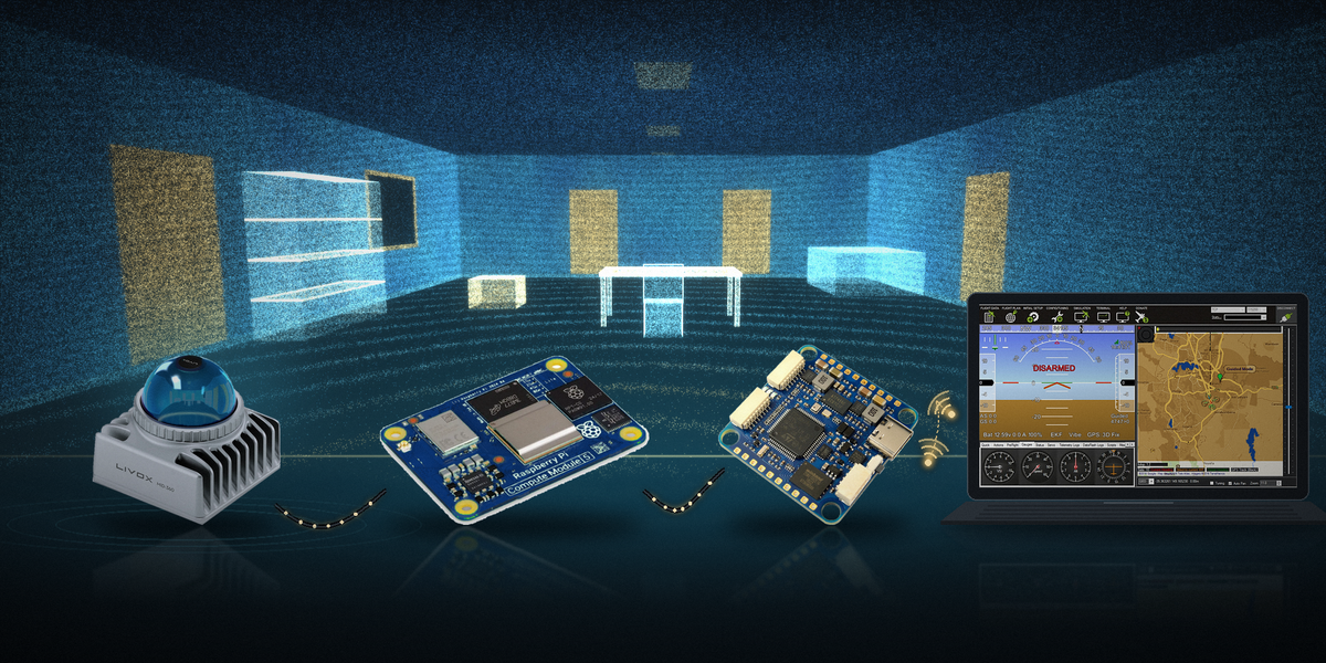LiDAR-Punktwolke eines Raums mit Livox Mid-360, Raspberry Pi 5, Matek Flugcontroller und Mission Planner